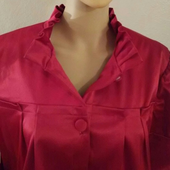 SOLD Apostrophe Pleated Satin Button Down Jacket XL - Picture 2 of 8